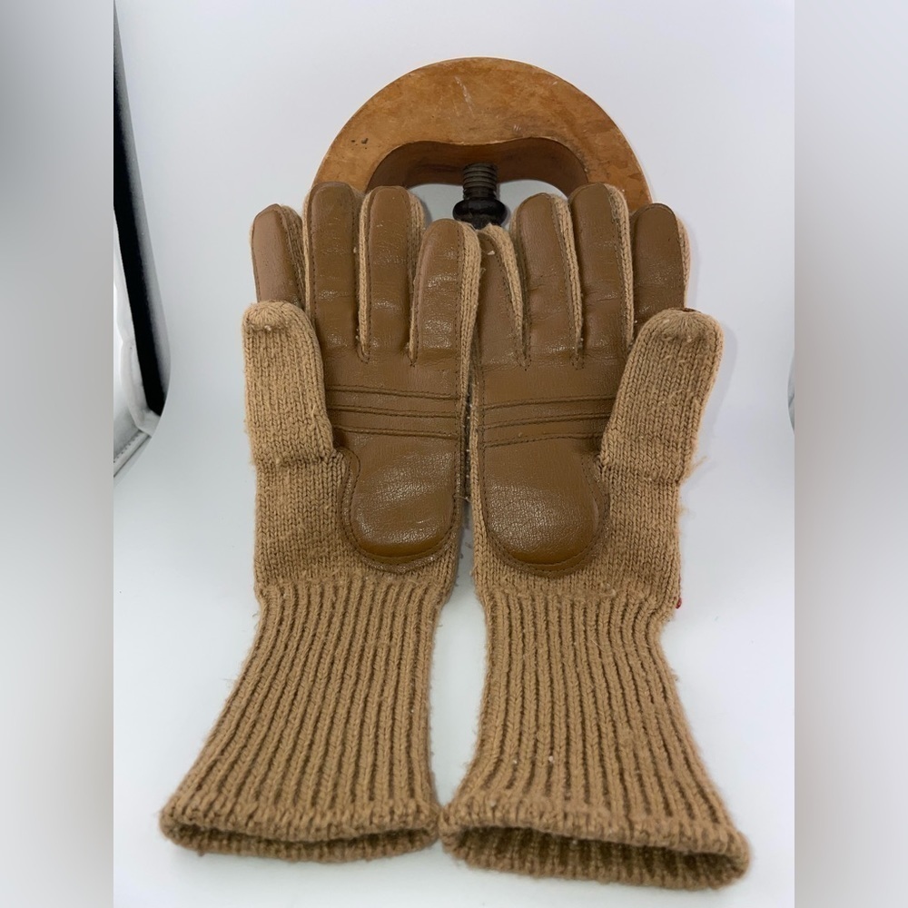 Vintage 1970’s Retro Leather Polyester Women’s Rainbow Gloves small - Picture 4 of 9
